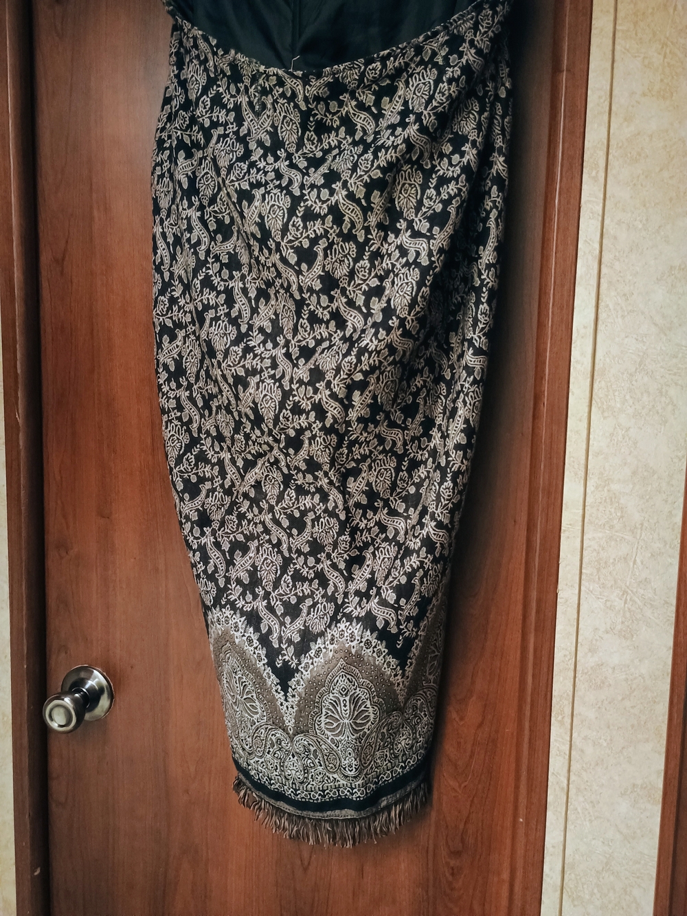 Asics Black and Cream Floral Border Pencil Skirt